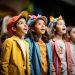 petits enfants jouent pièce théâtre